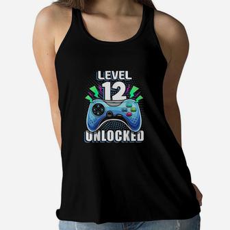Level 12 Unlocked Video Game 12Th Birthday Gamer Gift Boys Women Flowy Tank | Crazezy UK