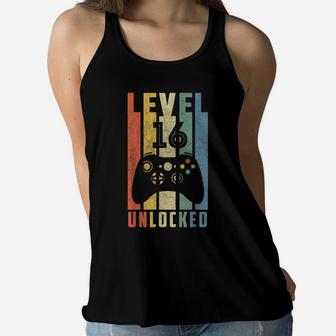 Level 16 Unlocked Tshirt 16Th Video Gamer Birthday Boy Gifts Women Flowy Tank | Crazezy CA