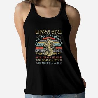 Libra Girl The Soul Of A Mermaid Vintage Birthday Gift Women Flowy Tank | Crazezy AU