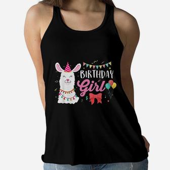 Llama Girl Birthday Party Animal Llama Women Flowy Tank | Crazezy UK