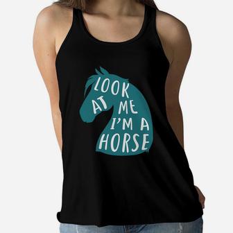 Look At Me Im A Horse Funny Kids Costume Equestrian Women Flowy Tank - Thegiftio UK