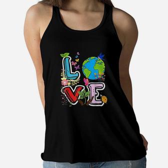 Love World Earth Day Environmental Gift Women Flowy Tank - Seseable