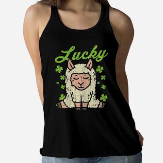 Lucky Irish Llama Shamrock St Patrick Day Animal Girls Gift Women Flowy Tank | Crazezy AU