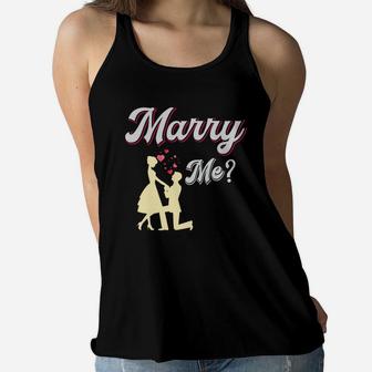 Marry Me Valentine Day Gift Romantic Engagement Happy Valentines Day Women Flowy Tank - Seseable
