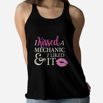Mechanic Girlfriend Wife I Kissed A Mechanic And I Liked It Women Flowy Tank | Crazezy