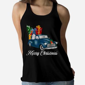 Merry Christmas Blue Gnome Truck Funny Gifts Men Women Kids Women Flowy Tank | Crazezy