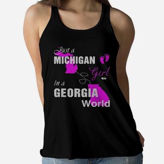 Michigan Girl In Georgia Shirts,michigan Girl Tshirt,georgia Girl T-shirt,georgia Girl Tshirt,michigan Girl In Georgia Shirts,georgia Girl Hoodie Women Flowy Tank - Thegiftio UK