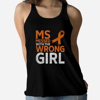 Ms Messed With The Wrong Girl Wear Orange Ribbon Women Flowy Tank | Crazezy