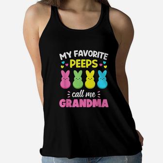 My Favorite Peeps Call Me Grandma Bunny Eggs Women Flowy Tank - Seseable