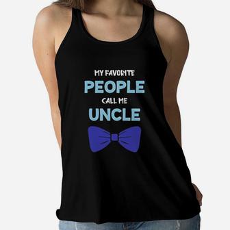 My Favorite People Call Me Uncle Blue Bow Women Flowy Tank - Seseable