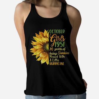 October 1951 Sunflower Girl October 1951 70Th Birthday Gifts Women Flowy Tank | Crazezy AU