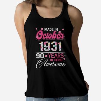 October Girls 1931 Birthday Gift 90 Years Old Made In 1931 Women Flowy Tank | Crazezy