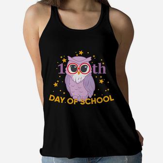 Owl Happy 100Th Day In School Days Smarter Kids Kindergarten Women Flowy Tank | Crazezy CA