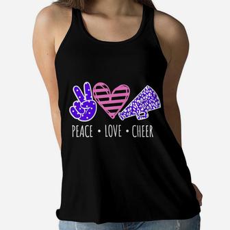 Peace Love Cheer Cheerleader Teen Girls Funny Cheerleading Women Flowy Tank | Crazezy DE