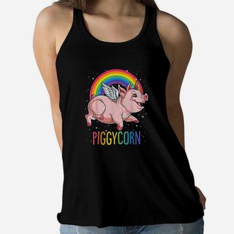 Piggycorn Pig Unicorn Lover Girls Women Flowy Tank | Crazezy