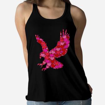 Pink Red Heart Valentines Day Girls Eagle Women Flowy Tank - Monsterry