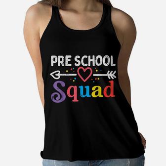 Pre School Squad First Day Of Preschool Boys Girls Teacher Women Flowy Tank | Crazezy UK
