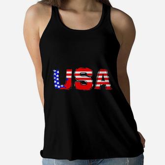 Proud USA American Flag Gift For Americans Women Flowy Tank - Seseable