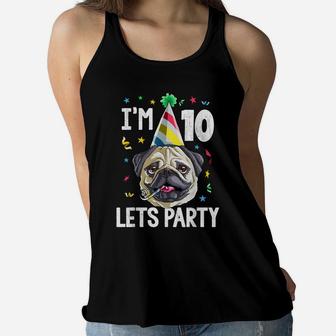 Pug Birthday 10Th T Shirt Kids Boys Girls Gift Idea Party Women Flowy Tank | Crazezy AU