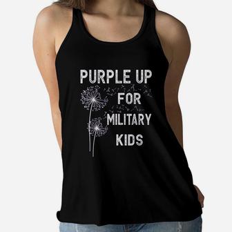 Purple Up For Military Kids Women Flowy Tank | Crazezy