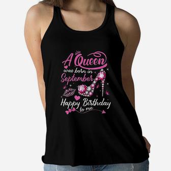 Queens Are Born In September Gift September Girl Birthday Women Flowy Tank | Crazezy DE