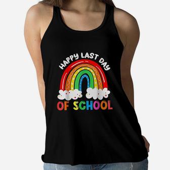 Rainbow Happy Last Day Of School Teacher Boys Girls Kids Women Flowy Tank | Crazezy AU