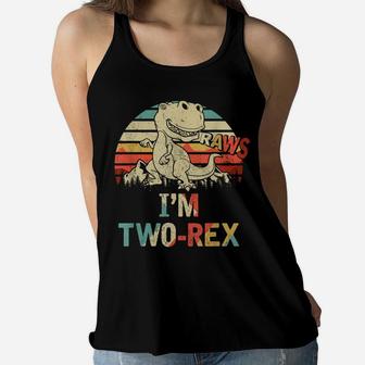 Raws I'm Two-Rex 2Nd Birthday Boy Kid Dinosaur Women Flowy Tank | Crazezy CA