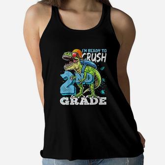 Ready To Crush 2Nd Grade T Rex Dinosaur Back To School Boys Women Flowy Tank | Crazezy DE