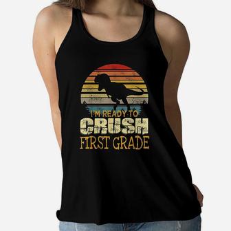 Ready To Crush First Grade 1St Day Of School Dinosaur Boys Women Flowy Tank | Crazezy DE