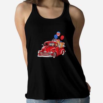Red Truck With Cats 4Th Of July Balloon Costume Kid Women Flowy Tank - Monsterry DE