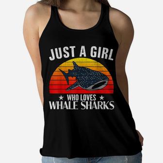 Retro Just A Girl Who Loves Whale Sharks Funny Women Gift Women Flowy Tank | Crazezy DE