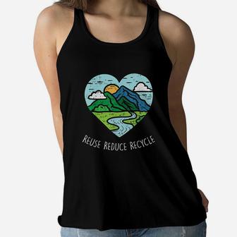 Reuse Reduce Recycle Earth Day Environmentalist Gift Women Flowy Tank - Seseable