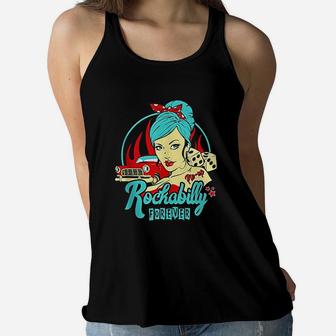 Rockabilly Pin Up Girl Women Flowy Tank | Crazezy