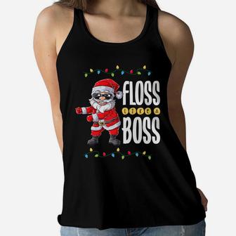 Santa Floss Like A Boss Christmas Boys Kids Xmas Flossing Women Flowy Tank | Crazezy CA