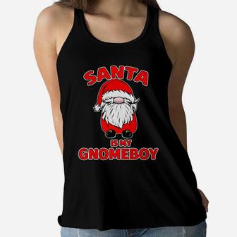 Santa Is My Homeboy Gnomeboy Funny Christmas Gnome Pun Women Flowy Tank | Crazezy DE