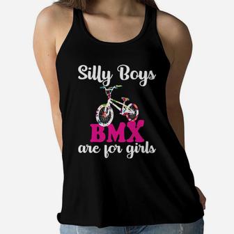 Silly Boys Bmx Are For Girls Bike Racing Girl Women Flowy Tank - Monsterry AU