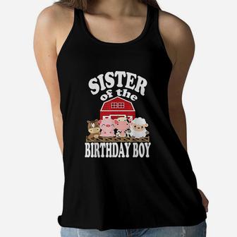 Sister Of The Birthday Boy Farming Animals Women Flowy Tank | Crazezy