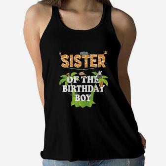 Sister Of The Birthday Boy Zoo Theme Animal Party Women Flowy Tank | Crazezy DE
