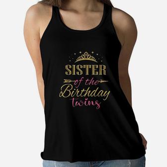 Sister Of The Birthday Twins Kids Party Women Flowy Tank | Crazezy UK