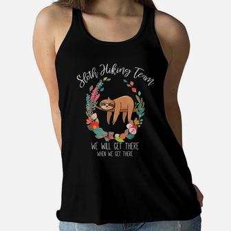 Sloth Lover Gift, Women, Girl Gifts, Sloth Hiking Team Women Flowy Tank | Crazezy