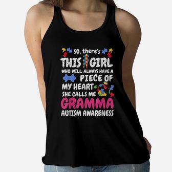 So There's This Girl Calls Me Gramma Autism Awareness Quote Women Flowy Tank - Monsterry