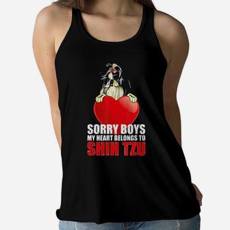 Sorry Boys My Heart Belong To Shih Tzu Valentines Women Flowy Tank - Monsterry DE