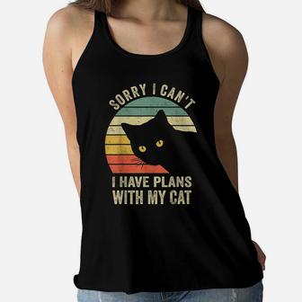 Sorry I Can't I Have Plans With My Cat Women Girl Women Flowy Tank | Crazezy