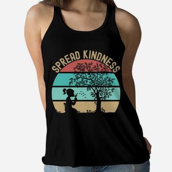 Spread Kindness Dandelions Girl Under Tree Retro Sunset Women Flowy Tank | Crazezy UK