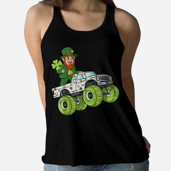 St Patricks Day Leprechaun Monster Truck Lucky Boys Kids Women Flowy Tank | Crazezy