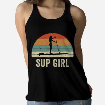 Stand Up Paddle Board Woman On Sup Girl Retro Vintage Style Women Flowy Tank | Crazezy AU