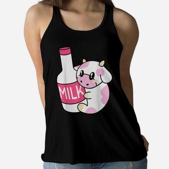 Strawberry Milk Kawaii Cow Cute Kids Teens Gift Women Flowy Tank | Crazezy DE