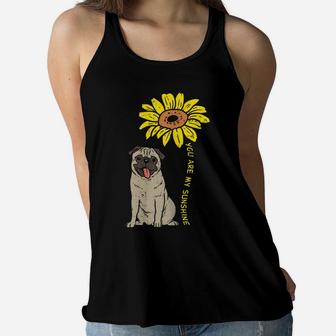 Sunflower Sunshine Pug Cute Animal Pet Dog Women Girls Gift Women Flowy Tank | Crazezy UK