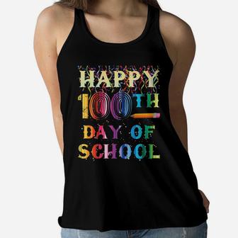 Teacher Student Gift Happy 100Th Day Of School Boys Girls Women Flowy Tank | Crazezy AU