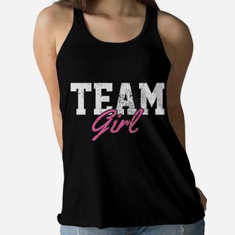 Team Girl Gender Reveal Party Vintage Women Flowy Tank | Crazezy